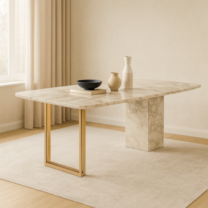 T2033 Esstisch mit goldenen Akzenten